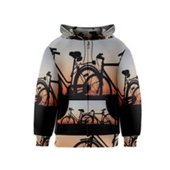 Bicycles Wheel Sunset Love Romance Kids  Zipper Hoodie by Amaryn4rt