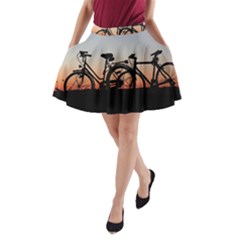 Bicycles Wheel Sunset Love Romance A-line Pocket Skirt by Amaryn4rt