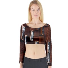 Abstract Architecture Building Business Long Sleeve Crop Top