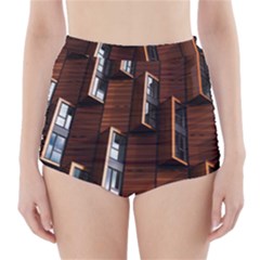 Abstract Architecture Building Business High-Waisted Bikini Bottoms