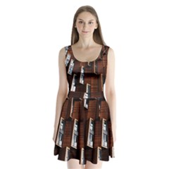 Abstract Architecture Building Business Split Back Mini Dress 