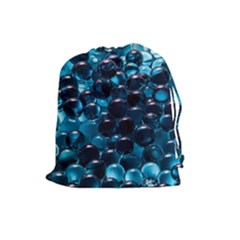 Blue Abstract Balls Spheres Drawstring Pouches (large)  by Amaryn4rt