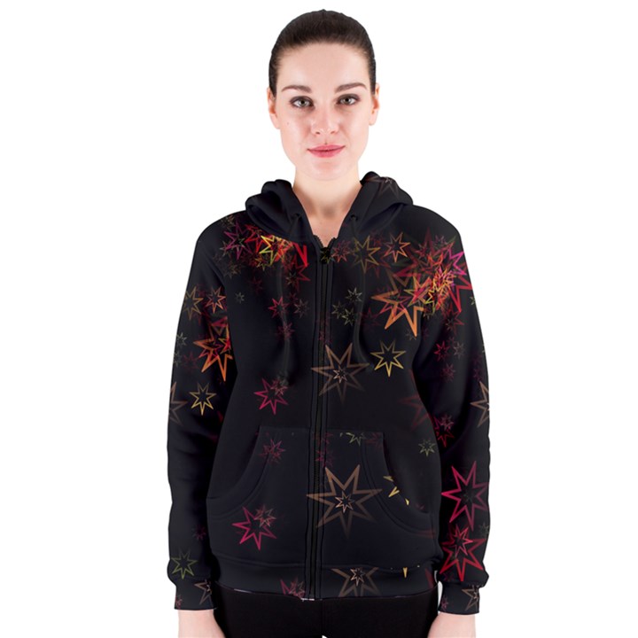 Christmas Background Motif Star Women s Zipper Hoodie