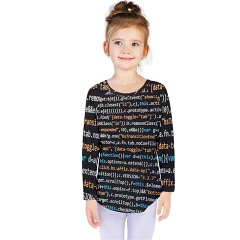 Close Up Code Coding Computer Kids  Long Sleeve Tee by Amaryn4rt