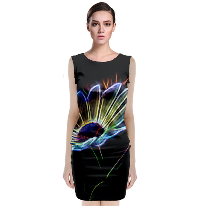 Flower Pattern Design Abstract Background Classic Sleeveless Midi Dress