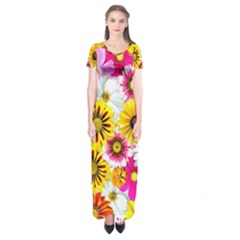 Flowers Blossom Bloom Nature Plant Short Sleeve Maxi Dress