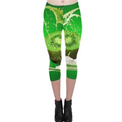 Kiwi Fruit Vitamins Healthy Cut Capri Leggings 