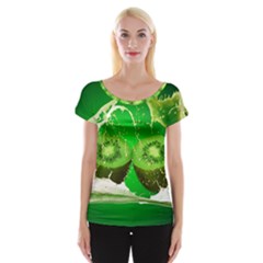 Kiwi Fruit Vitamins Healthy Cut Women s Cap Sleeve Top