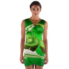 Kiwi Fruit Vitamins Healthy Cut Wrap Front Bodycon Dress