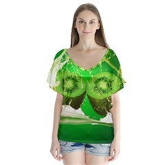 Kiwi Fruit Vitamins Healthy Cut Flutter Sleeve Top