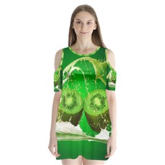 Kiwi Fruit Vitamins Healthy Cut Shoulder Cutout Velvet  One Piece