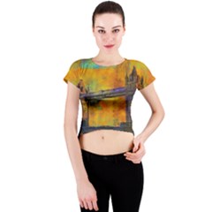 London Tower Abstract Bridge Crew Neck Crop Top by Amaryn4rt