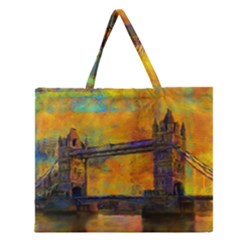 London Tower Abstract Bridge Zipper Large Tote Bag by Amaryn4rt