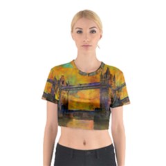 London Tower Abstract Bridge Cotton Crop Top by Amaryn4rt