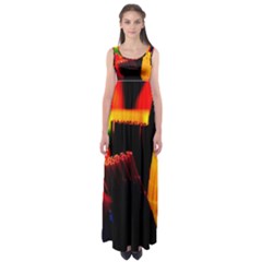 Plastic Brush Color Yellow Red Empire Waist Maxi Dress by Amaryn4rt