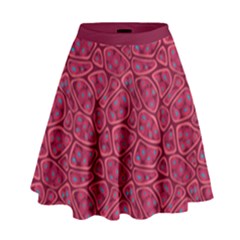 Pop Art Crimson Croc Skin Plain Red High Waist Skirt by WarduckDesign