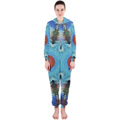 Pattern Blue Brown Background Hooded Jumpsuit (ladies) 