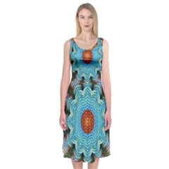 Pattern Blue Brown Background Midi Sleeveless Dress by Amaryn4rt