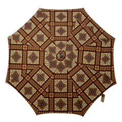 Batik Flower Brown Hook Handle Umbrellas (Small)