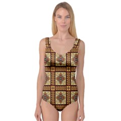 Batik Flower Brown Princess Tank Leotard 