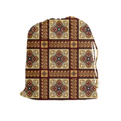 Batik Flower Brown Drawstring Pouches (Extra Large)