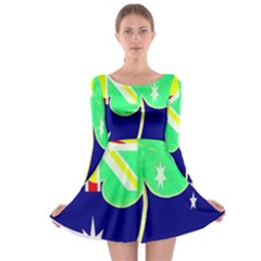 St  Patrick Australia And Ireland Irish Shamrock Australian Country Flag  Long Sleeve Skater Dress by yoursparklingshop