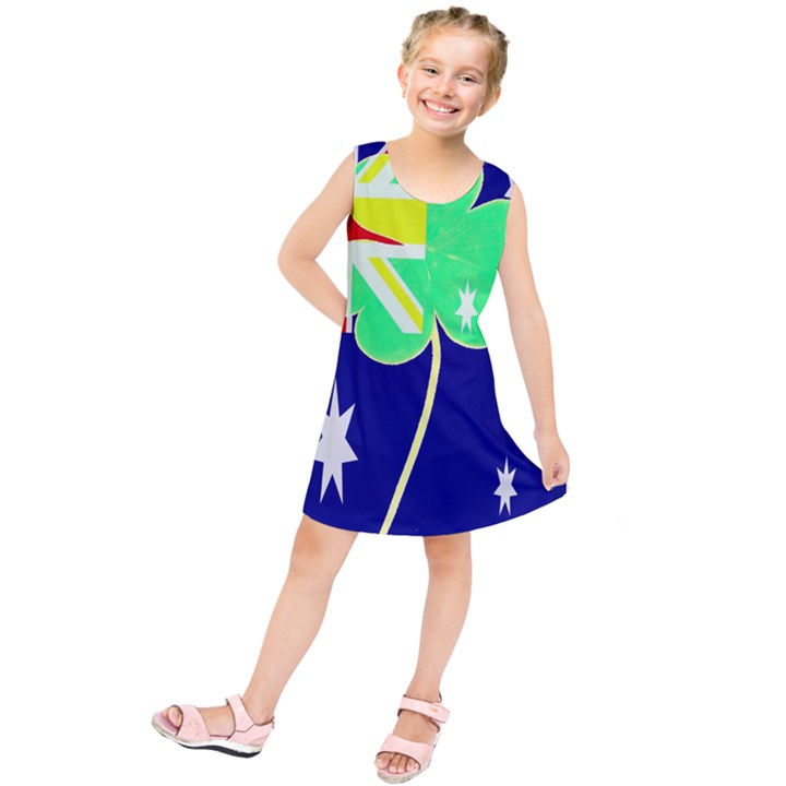 St. Patrick Australia and Ireland Irish Shamrock Australian Country Flag  Kids  Tunic Dress