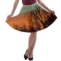 Twilight Sunset Sky Evening Clouds A-line Skater Skirt by Amaryn4rt
