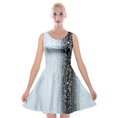 Rain Raindrop Drop Of Water Drip Velvet Skater Dress by Amaryn4rt