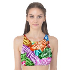 Zebra Colorful Abstract Collage Tank Bikini Top by Amaryn4rt