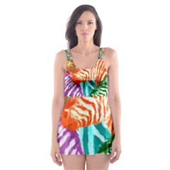 Zebra Colorful Abstract Collage Skater Dress Swimsuit by Amaryn4rt