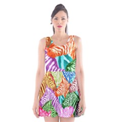 Zebra Colorful Abstract Collage Scoop Neck Skater Dress