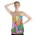 Zebra Colorful Abstract Collage Strapless Top View1