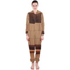 Architecture Art Boxes Brown Hooded Jumpsuit (ladies) 