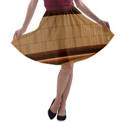 Architecture Art Boxes Brown A-line Skater Skirt by Amaryn4rt