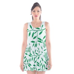 Leaves Foliage Green Wallpaper Scoop Neck Skater Dress