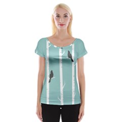 Birds Trees Birch Birch Trees Women s Cap Sleeve Top by Amaryn4rt