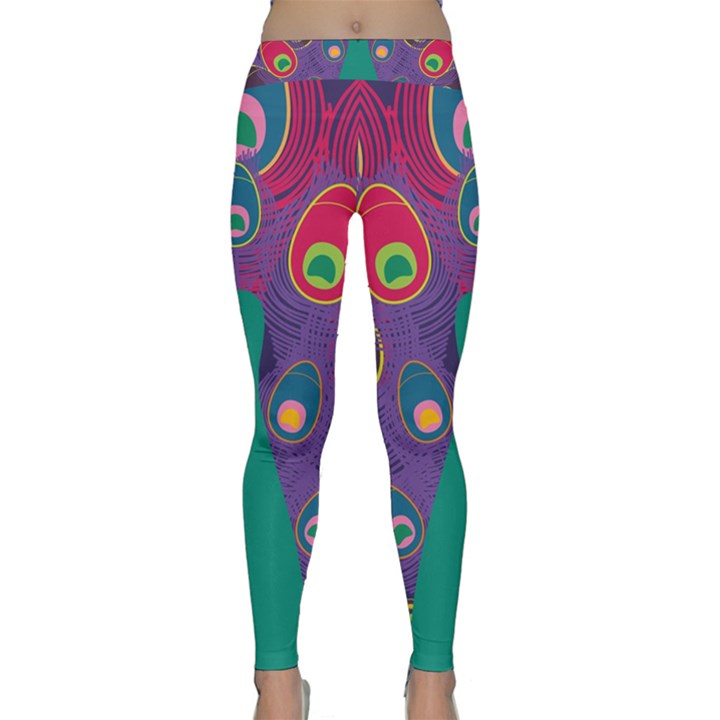 Peacock Bird Animal Feathers Classic Yoga Leggings