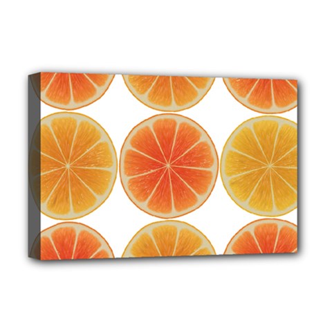 Orange Discs Orange Slices Fruit Deluxe Canvas 18  X 12   by Amaryn4rt
