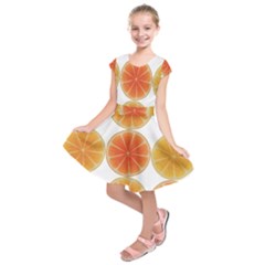 Orange Discs Orange Slices Fruit Kids  Short Sleeve Dress by Amaryn4rt