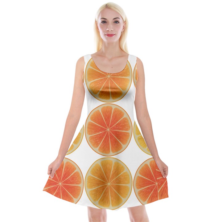Orange Discs Orange Slices Fruit Reversible Velvet Sleeveless Dress