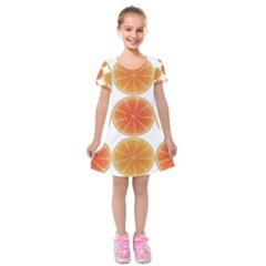 Orange Discs Orange Slices Fruit Kids  Short Sleeve Velvet Dress by Amaryn4rt