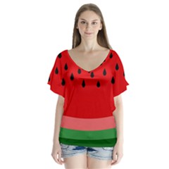 Watermelon  Flutter Sleeve Top by Valentinaart