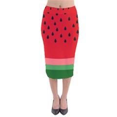 Watermelon  Velvet Midi Pencil Skirt by Valentinaart