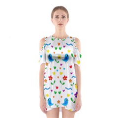 Cute Birds And Flowers Pattern Shoulder Cutout One Piece by Valentinaart