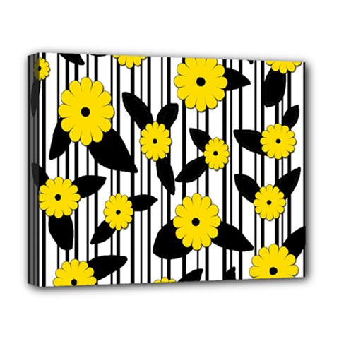 Yellow Floral Pattern Deluxe Canvas 20  X 16  