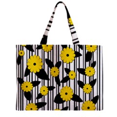 Yellow Floral Pattern Zipper Mini Tote Bag by Valentinaart