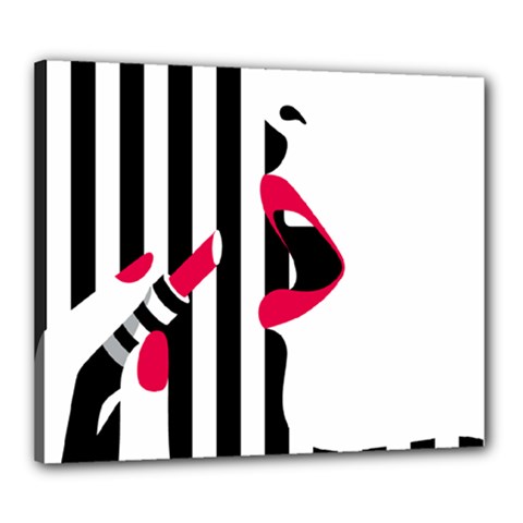 Lipstick Face Girl Canvas 24  x 20 