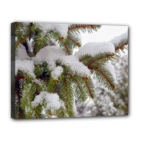 Brad Snow Winter White Green Canvas 14  X 11  by Amaryn4rt