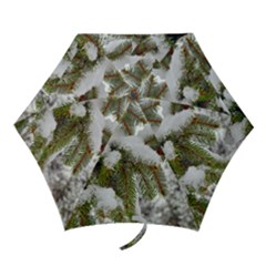 Brad Snow Winter White Green Mini Folding Umbrellas by Amaryn4rt